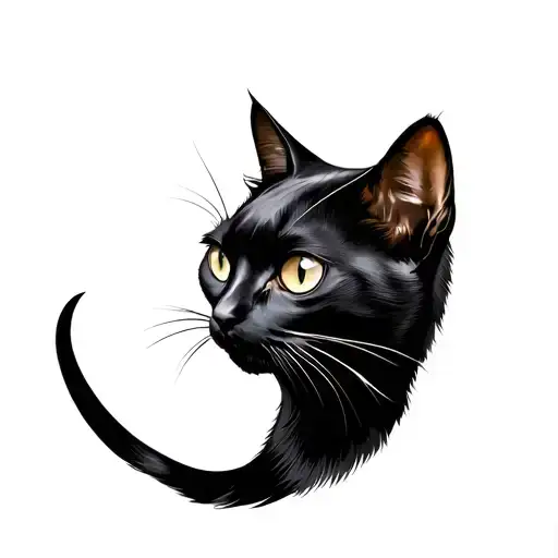 black cat flash tattoo, realistic unique, but modern - in the fashion of American Traditional tattoo design idea