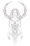 hecate goddess organic structure tattoo design idea