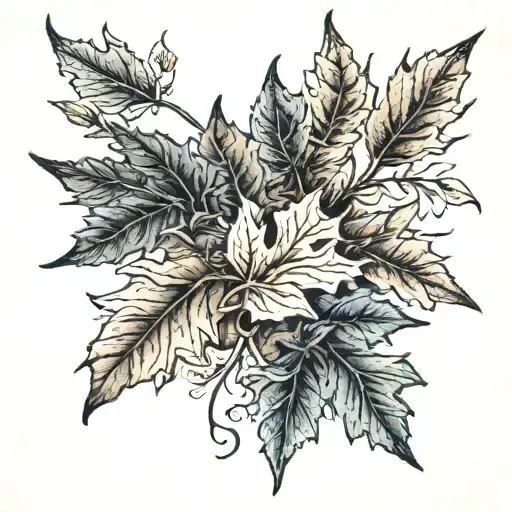 a beautiful fall leaves tattoo along the collarbone. tattoo design idea