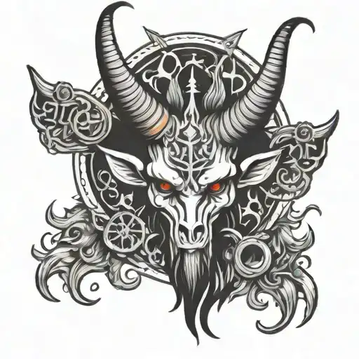 baphomet head full back tattoo tattoo design idea