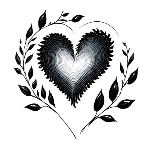 Wedding with 2 thumb prints formed into hearts surrounded tattoo design idea