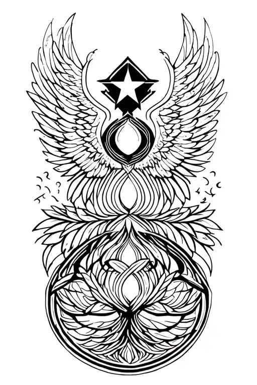 888 angel number on top following with infinite then star then tree of life then lotus ending with 333 tattoo design idea