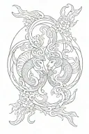 aries and pisces sign mixed tattoo design idea
