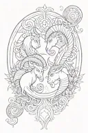 aries and pisces sign mixed tattoo design idea