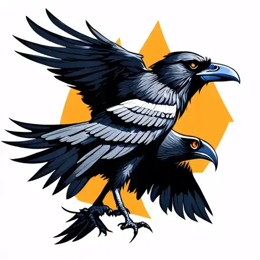 an angry and powerful Raven with the design of canadian indigenous symbols tattoo design idea