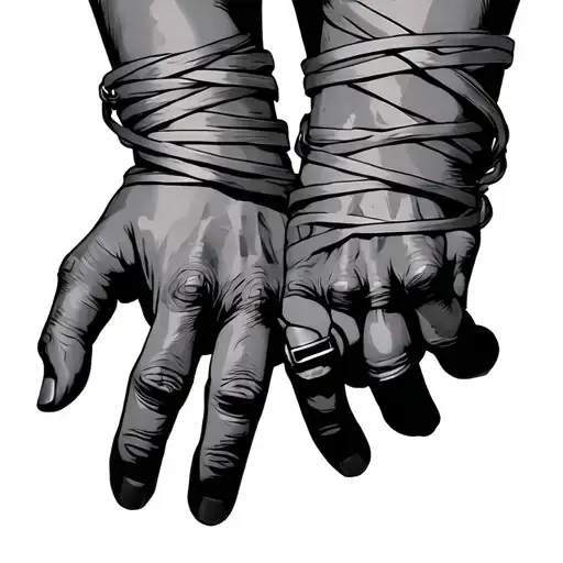 hands in bondage tattoo design idea