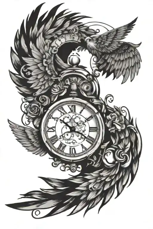 Icarus, clocks, quotes, lines, tattoo design idea