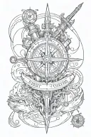 We proceeded with a trident, a submarine and a compass tattoo design idea