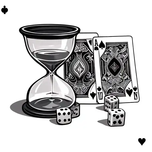 hour glass with one life one chance four aces cards two dice  tattoo design idea