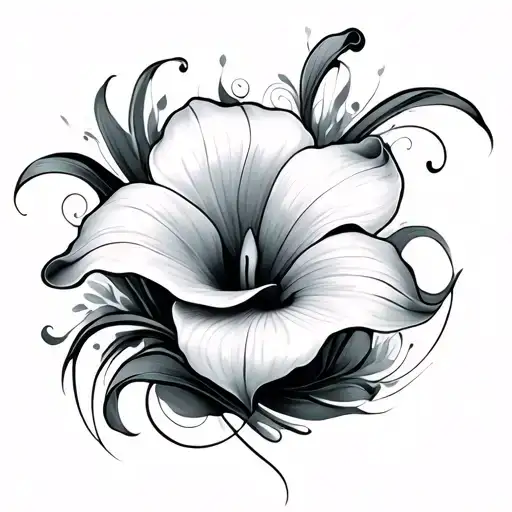 swirls and calla lilies  tattoo design idea