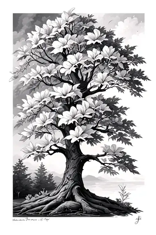 dogwood tree with Sagittarius tattoo design idea
