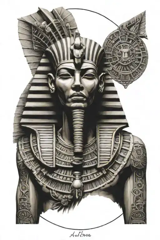 pharaoh holding a pyramid tattoo design idea