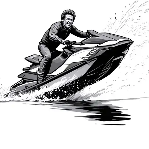 jeremy clarkson riding a jet ski tattoo design idea
