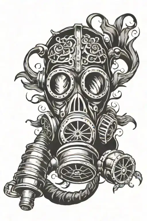 gas mask death and war tattoo design idea