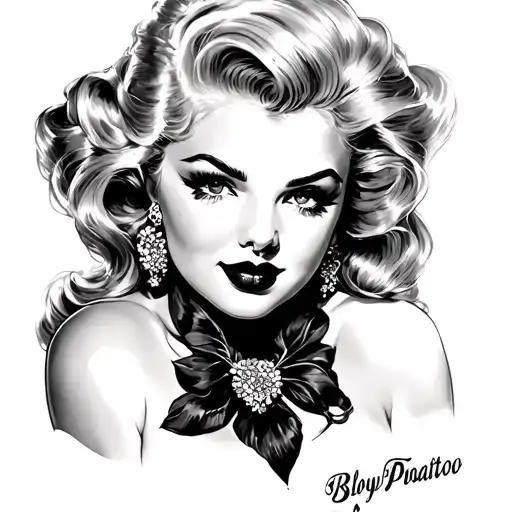 Blonde Pinup Girl tattoo design idea