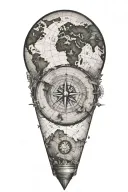 map with compass tattoo design idea