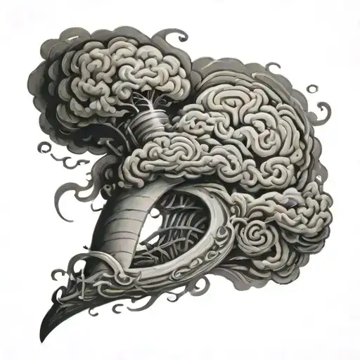 tornado that's coming out of a brain intertwined tattoo design idea