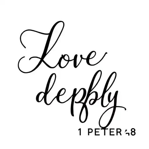 love deeply, 1 peter 4:8 bible verse cursive writing tattoo design idea