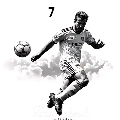 david beckham silohuette taking a free kick the busby babes the trinity statue number 7 in the clouds and the munich clo tattoo design idea