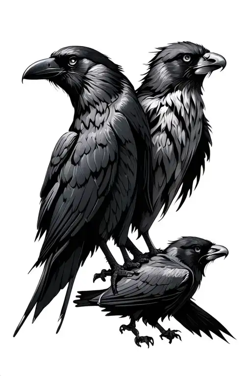 leo zodiac sign 2 crows tattoo design idea