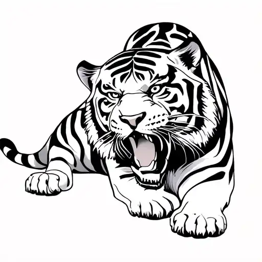 tiger is searching for alcohol, having withdrawal symptom tattoo design idea