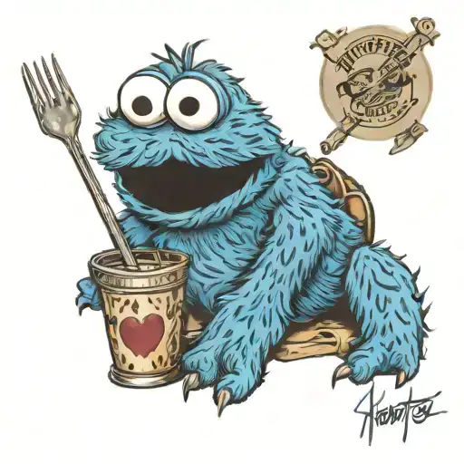 princess cookie monster tattoo design idea