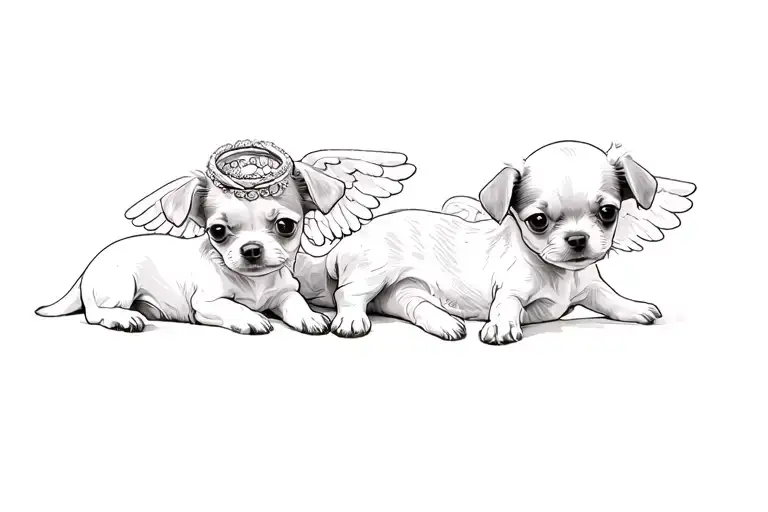 chihuahua puppies with angel rings on head tattoo tattoo design idea