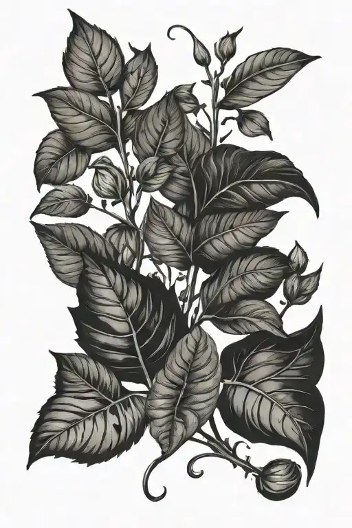 botanical tattoo featuring intricate, vintage-style plant leaves and stems inspired by classic botanical illustrations tattoo design idea