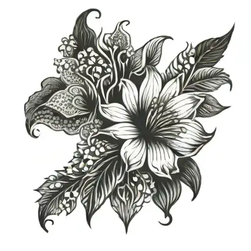 masculine floral patterns tattoo design idea
