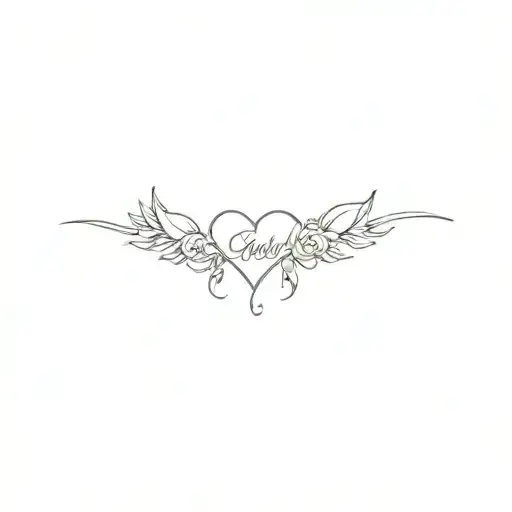 a tatto with the name Carlos with heart and roses flower tattoo design idea