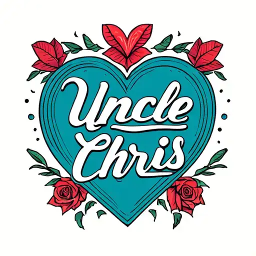 "Uncle Chris" heart name tattoo tattoo design idea