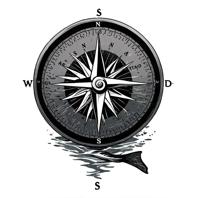 waterski compass dream catch tattoo design idea