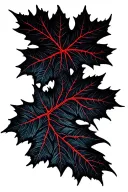 Red small maple leaf with gradient tattoo design idea