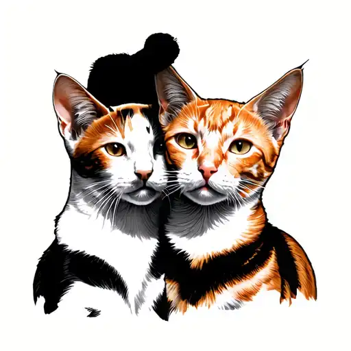 1 male orange cat Another lead cat with white and a black and white orange cat together in a single tattoo tattoo design idea