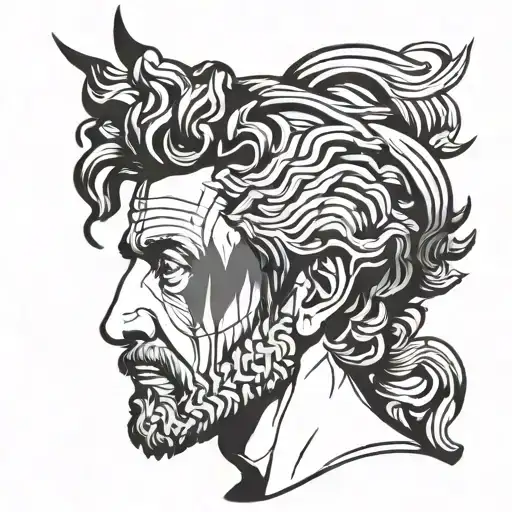 marcus aurelius with a brush up modern hairstyle front face tattoo design idea