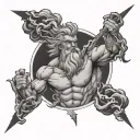 Zeus throwing a lightning bolt tattoo design idea