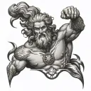 Zeus throwing a lightning bolt tattoo design idea