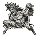 Zeus throwing a lightning bolt tattoo design idea