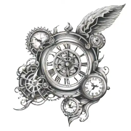 time travels machine tattoo design idea