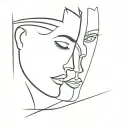 split personality tattoo design idea