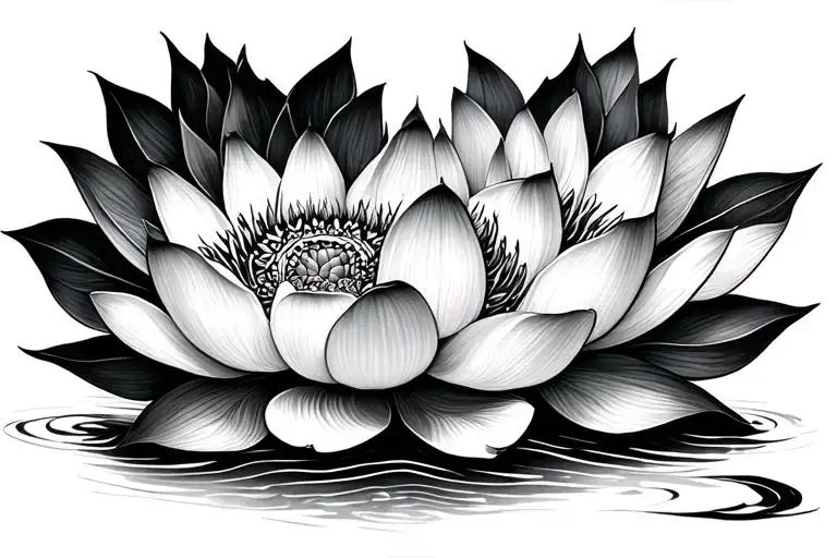 lotus flower with mandala design for two people standing side by side to create the whole flower  tattoo design idea