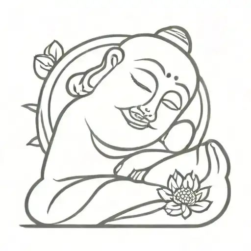 sleeping buddha inner peace tattoo design idea