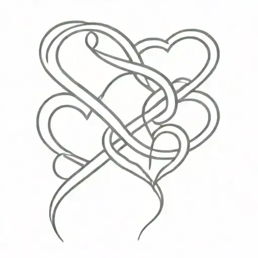 three hearts with infinity symbol intertwined tattoo design idea