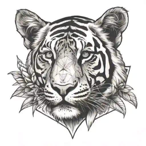 fiary, moonrise, tiger lily, geometric tattoo design idea