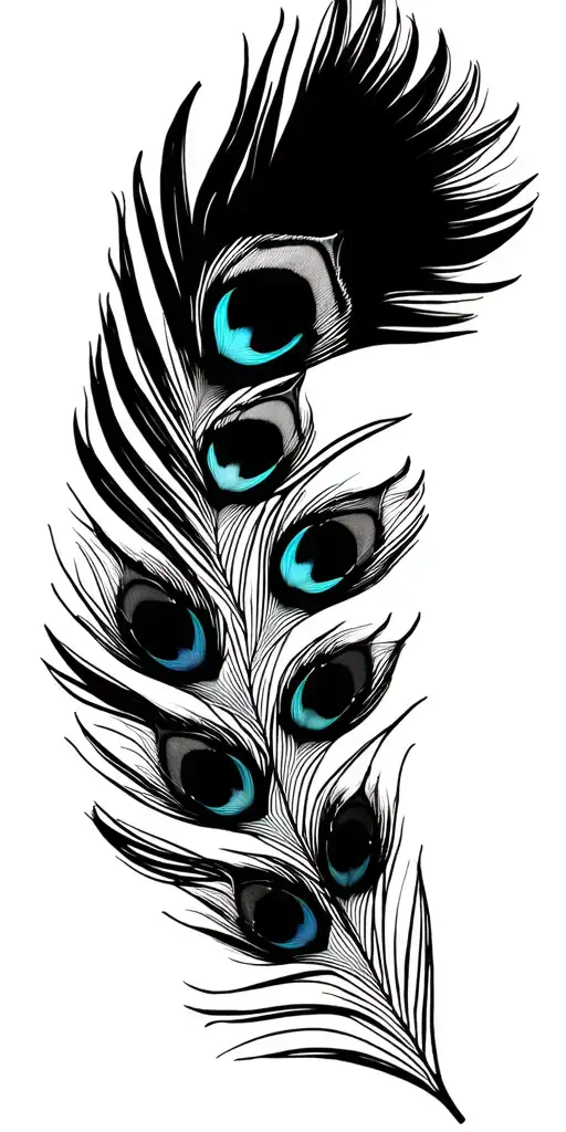 peacock feathers seamless pattern black and white tattoo design idea