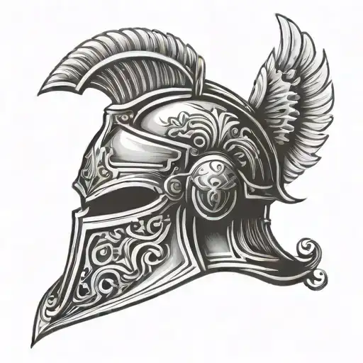 Roman gladiator helmet tattoo design idea