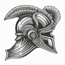 Roman gladiator helmet tattoo design idea
