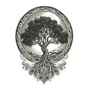 tree of life and sun and moon tattoo design idea