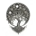 tree of life and sun and moon tattoo design idea