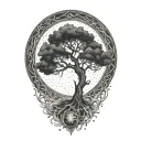 tree of life and sun and moon tattoo design idea